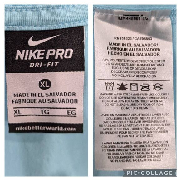 NIKE Pro DRI Fit Athletic Blue Teal Active Sweatshirt 1/2 Zip Pullover Size XL - Picture 3 of 3